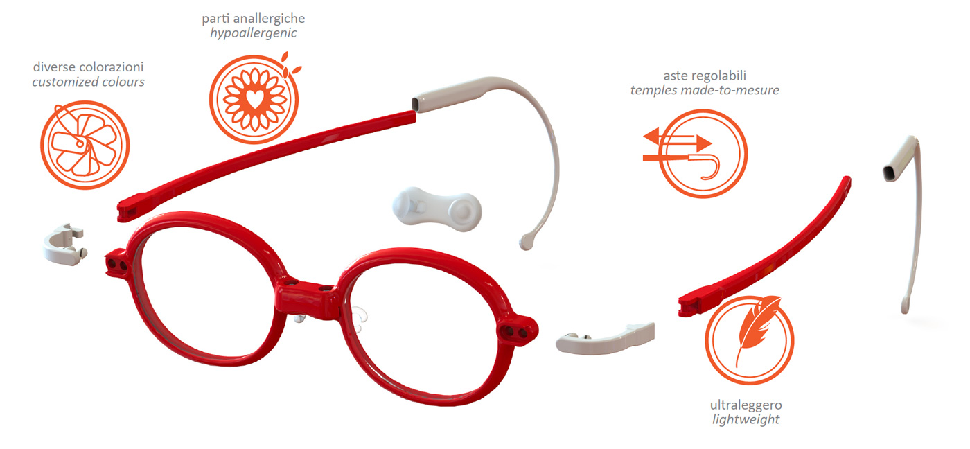 Gli occhiali ideali per il tuo bambino, colorati, leggeri, intercambiabili da Ottica Freddio